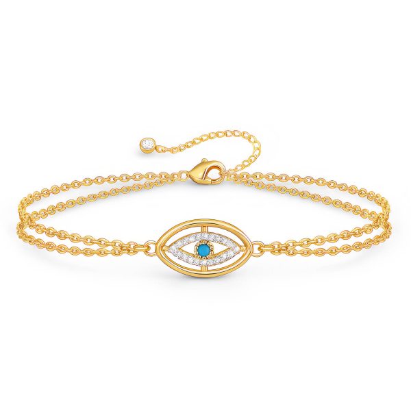 “Evil Eye” Bracelet, 18K Gold Plated Steel