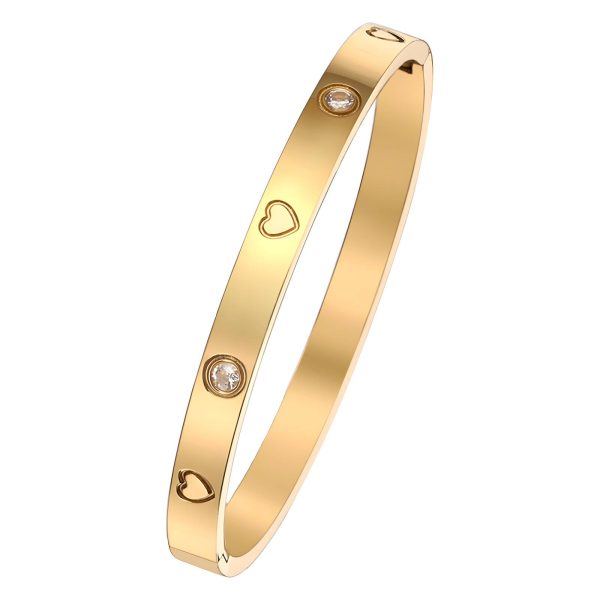 “Hearts” Bracelet, 18K Gold Plated Steel