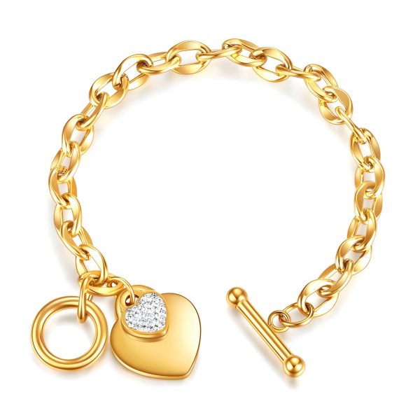 “Hearts” Bracelet, 18K Gold Plated Steel