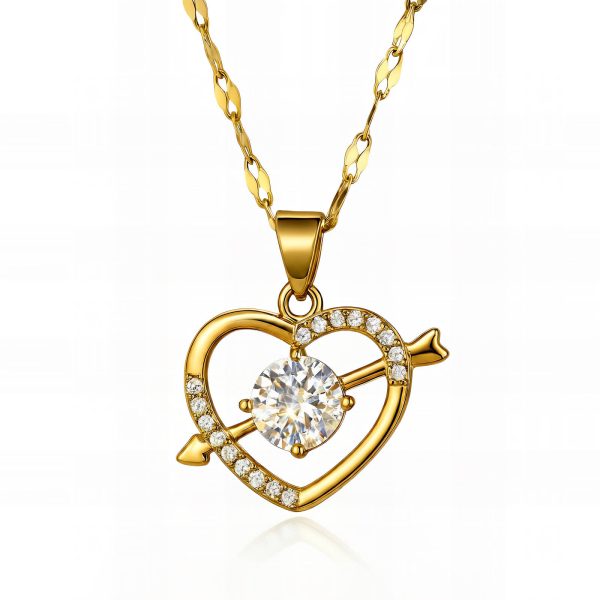 “Hearts” Necklace, 18K Gold Plated Steel