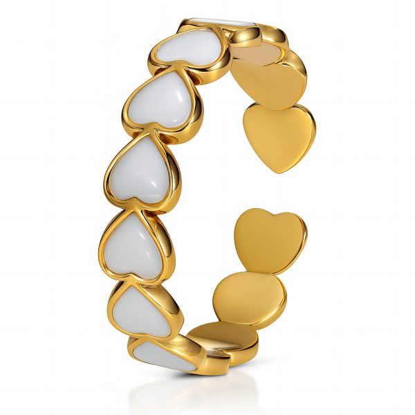 “Hearts” Ring, 18K Gold Plated Steel