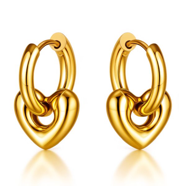 “Hearts” Earrings, 18K Gold Plated Steel