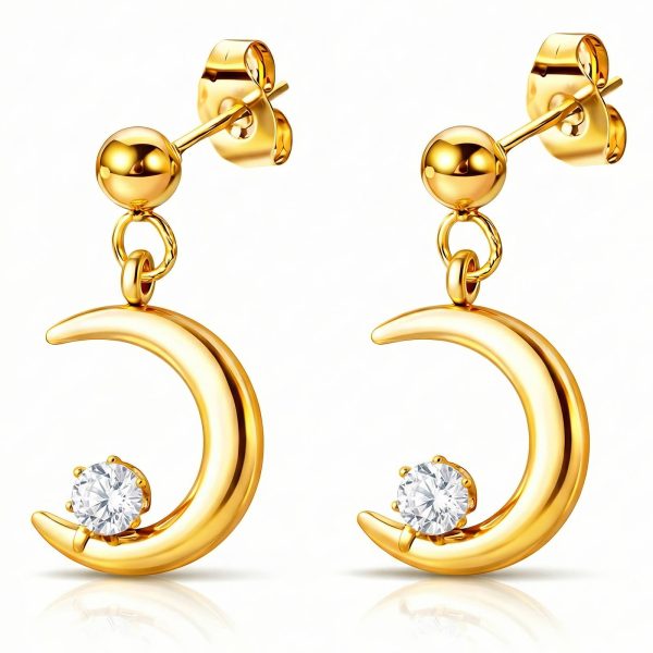 “Crescent” Earrings, 18K Gold Plated Steel