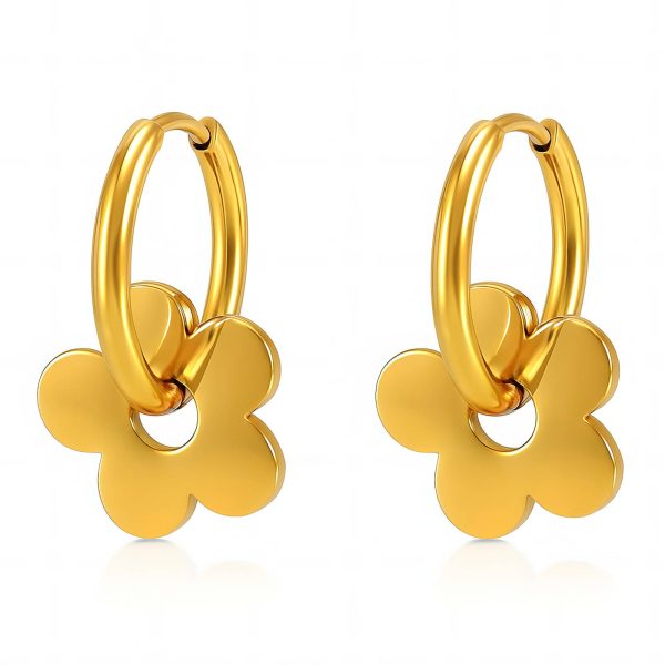 “Flowers” Earrings, 18K Gold Plated Steel