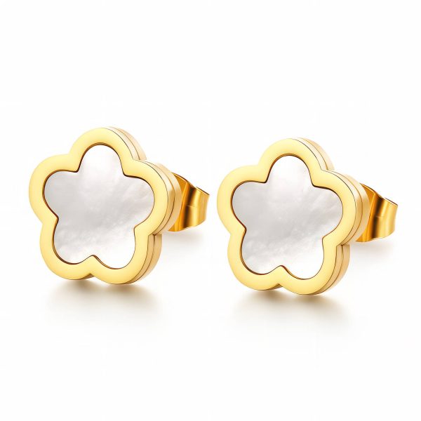 “Flowers” Earrings, 18K Gold Plated Steel