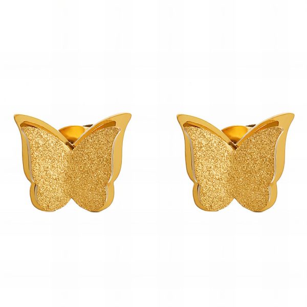 “Butterflies” Earrings, 18K Gold Plated Steel