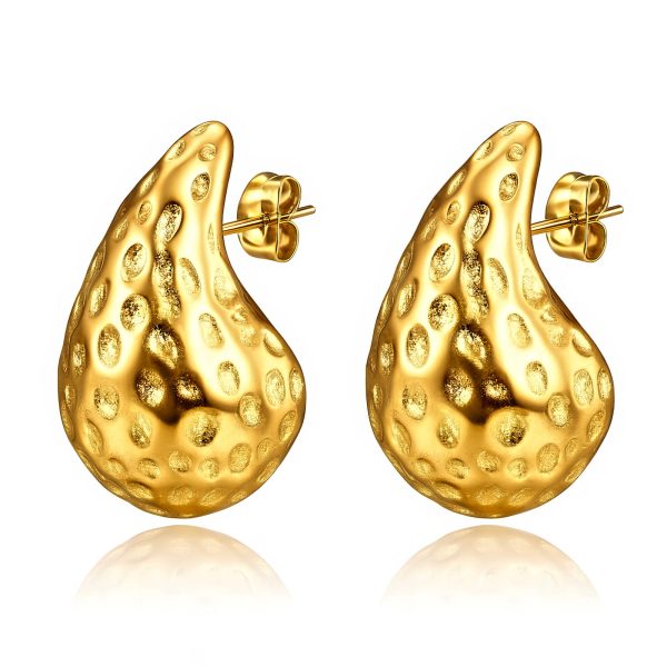 “Teardrops” Earrings, 18K Gold Plated Steel